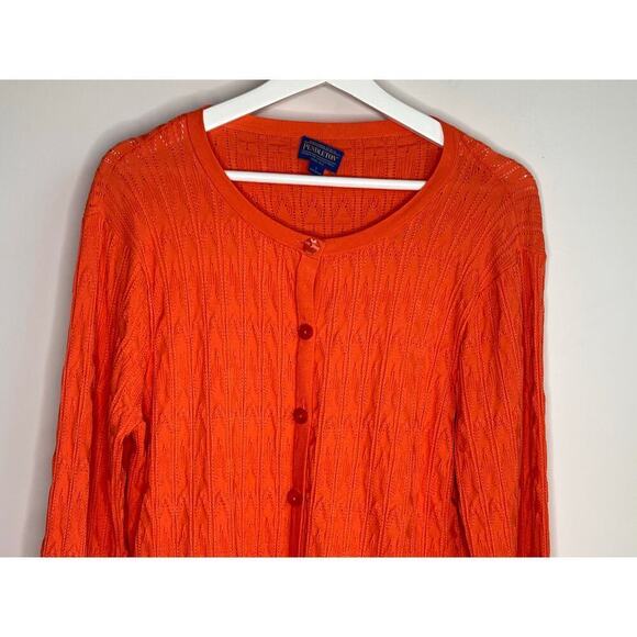 Pendleton Long Sleeve Button Front Knit Cardigan Sweater Orange Women's Size L - Picture 2 of 9